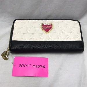 Betsey Johnson Zip Around Quilted Leather Wallet